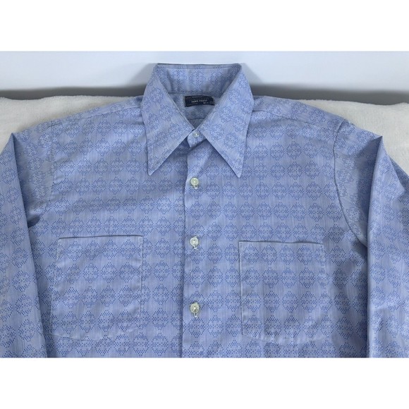 Vintage 60s 70s TOWNCRAFT BUTTON UP SHIRT Penn Prest Penneys Men’s M Big Collar - Picture 1 of 7